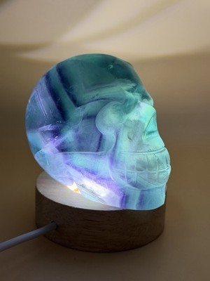 Natural Gorgeous Flourite Skull 327g Incredible Banding Crystal Gemstone Reiki