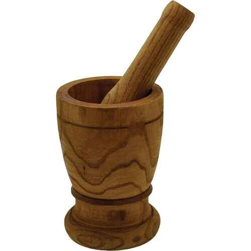 IMUSA LIS-005W Large Wood Mortar and Pestle - Tan