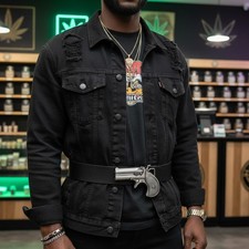 Men Silver Metal Fashion Belt Buckle Biker Handgun Revolver Gun Weapon Street