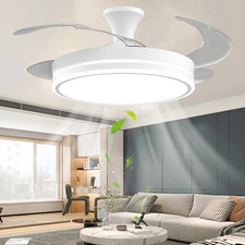 VENTILATORE SOFFITTO LUCE PALE SCOMPARSA 80W LAMPADARIO SOSPENSIONE 48CM
