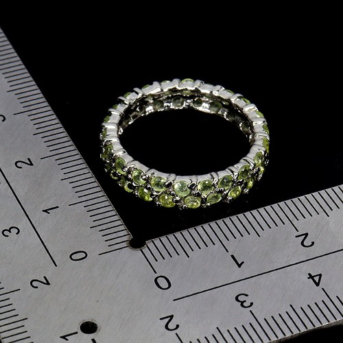 925 Sterling Silver Ring Round Peridot Natural Gemstone Jewelry Size 8 - Picture 3 of 13