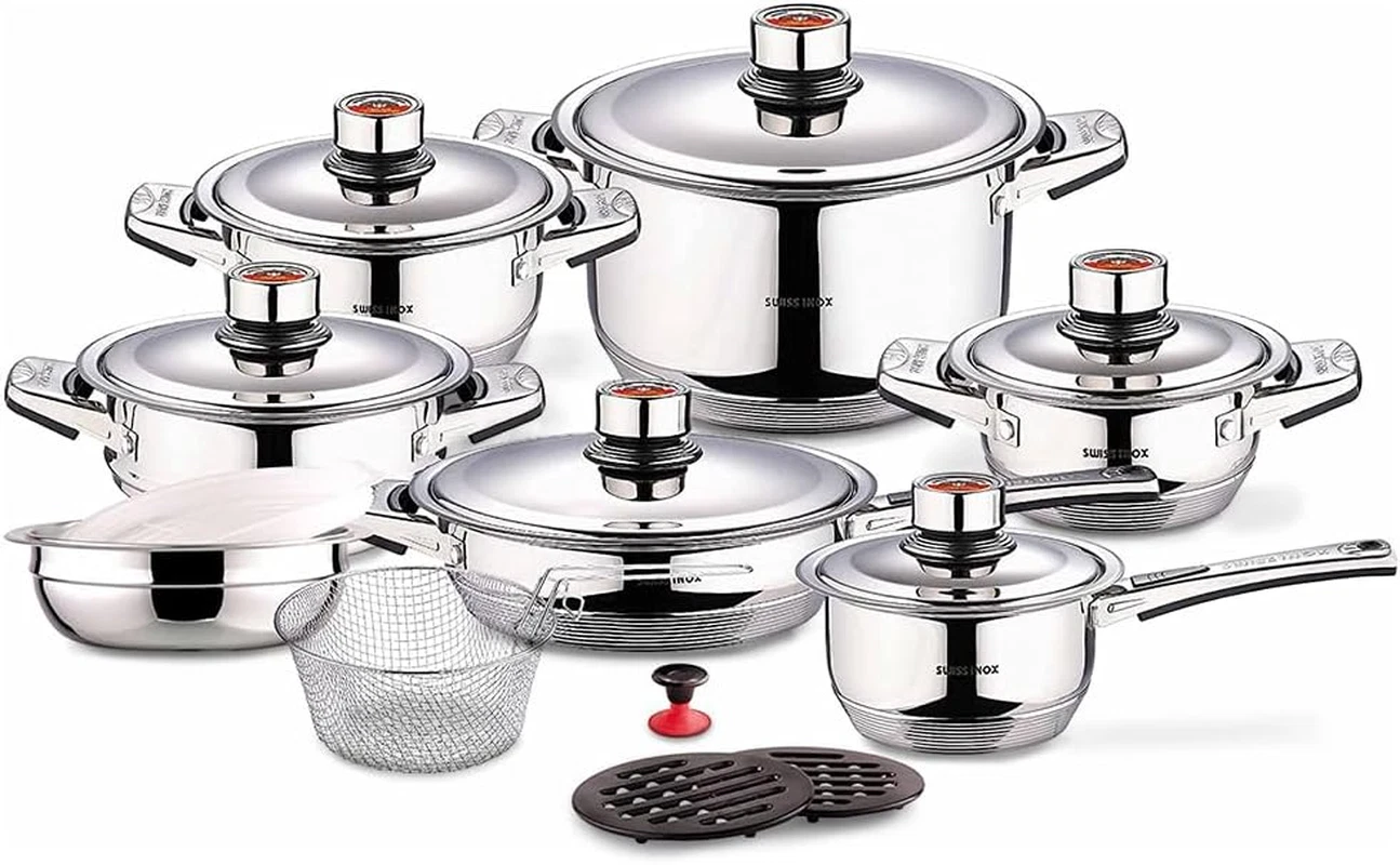 18-Piece Induction-Ready Stainless Steel Cookware Set with Fry Pans & Casserole