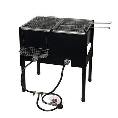 #ad Barton 17QT High Pressure Triple Basket Deep Fryer Double Burner Propane Station $189.95