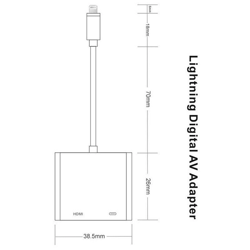 Lightning-Auf-HDMI Digital TV Adapter FULL HD 1080P Kabel Für-Apple-iPad-iPhone - Bild 2 von 4