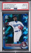 2022 BOWMAN SAPPHIRE ED CHROME PROSPECTS #BCP57 EDDYS LEONARD PSA 10