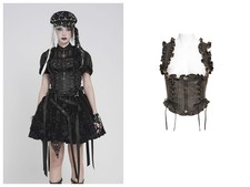 Devil Fashion Women Black Vintage Gothic Ruffle Underbust Waistcoat Slim Corset