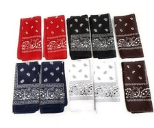10 Pack Novelty Bandanas Paisley Print Cowboy Bandana Handkerchiefs, 5Color