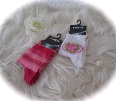 Ewers  2 x Socken Söckchen weiß Blume rosa rot geringelt 23 24 25 26 23-26 NEU