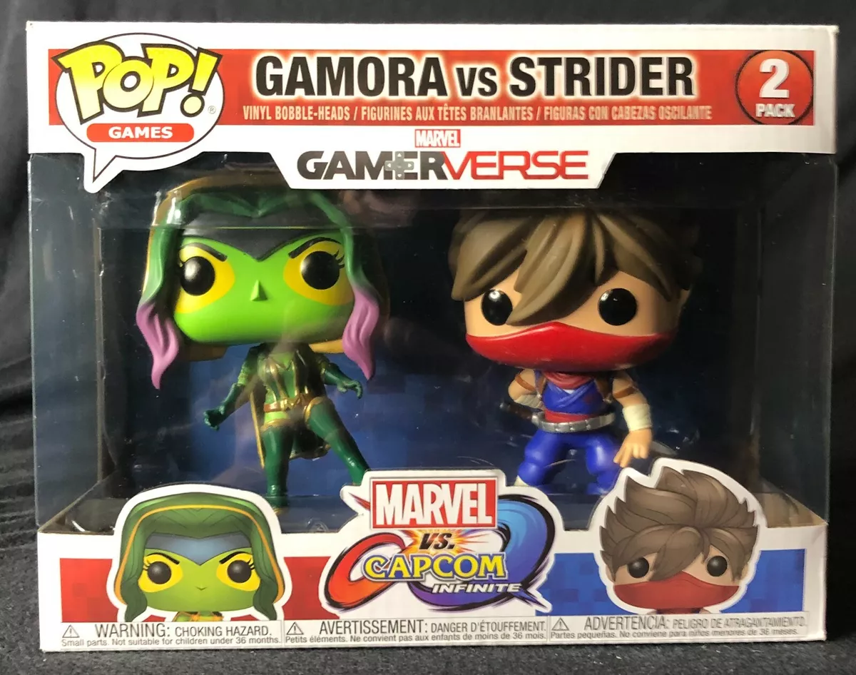 Funko Pop Gamora Vs Strider Hiryu Set Marvel Capcom 2 Pk Some box damage  see pic