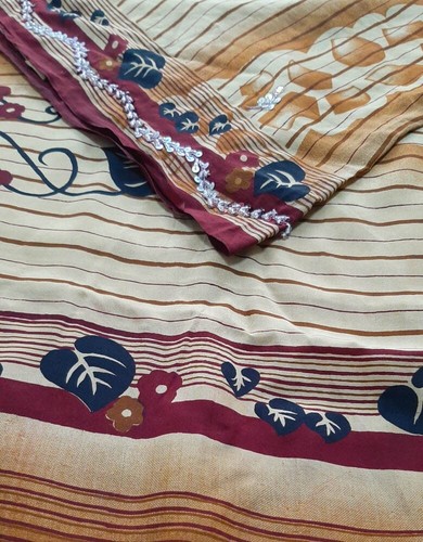 Pure Silk Saree 100% Crepe Silk Sari Vintage Indian Fabric PCSS2415 - Picture 7 of 9