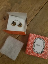 Stella & Dot Pave Owl Studs - New in Box - Antiqued Gold Tone