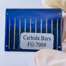 10Pcs Dental Round Carbide Steel Burs FG700 Bur Drills for High Speed Handpiece