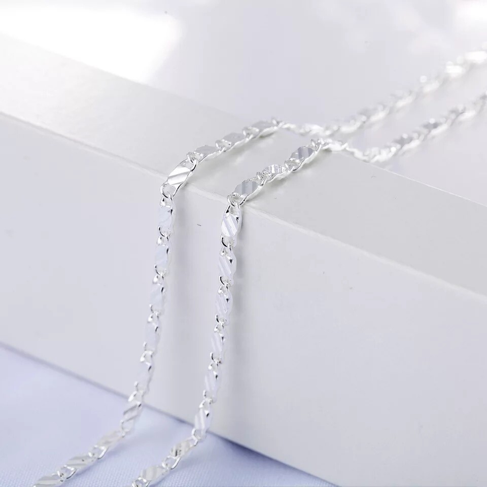 Stunning 18K Yellow Gold GP 2mm Flat Link Chain Necklace For Pendant ...