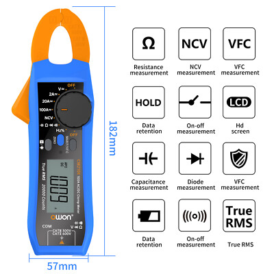 CM210E Mini Clamp Meter AC/DC Current Voltage True RMS NCV AC Frequency Response