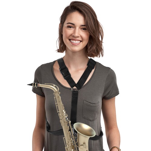 Adjustable Alto/Tenor/ Sax Saxophone Harness Shoulder Strap (Black) - Bild 3 von 11