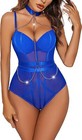 Blue One Piece Bodysuit Women Ladies Sexy Tops with Chain Chocker(small size) — photo 3