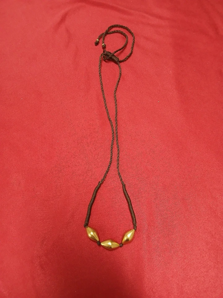 Collar étnico vintage lámina de oro 22k sobre semilla - indio Foto 2 de 2