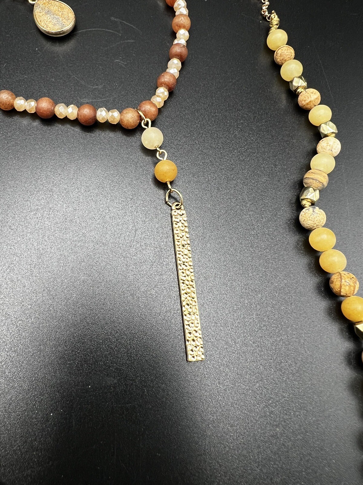 Natural Stone Gold Tone Stackable Detachable Neck… - image 10