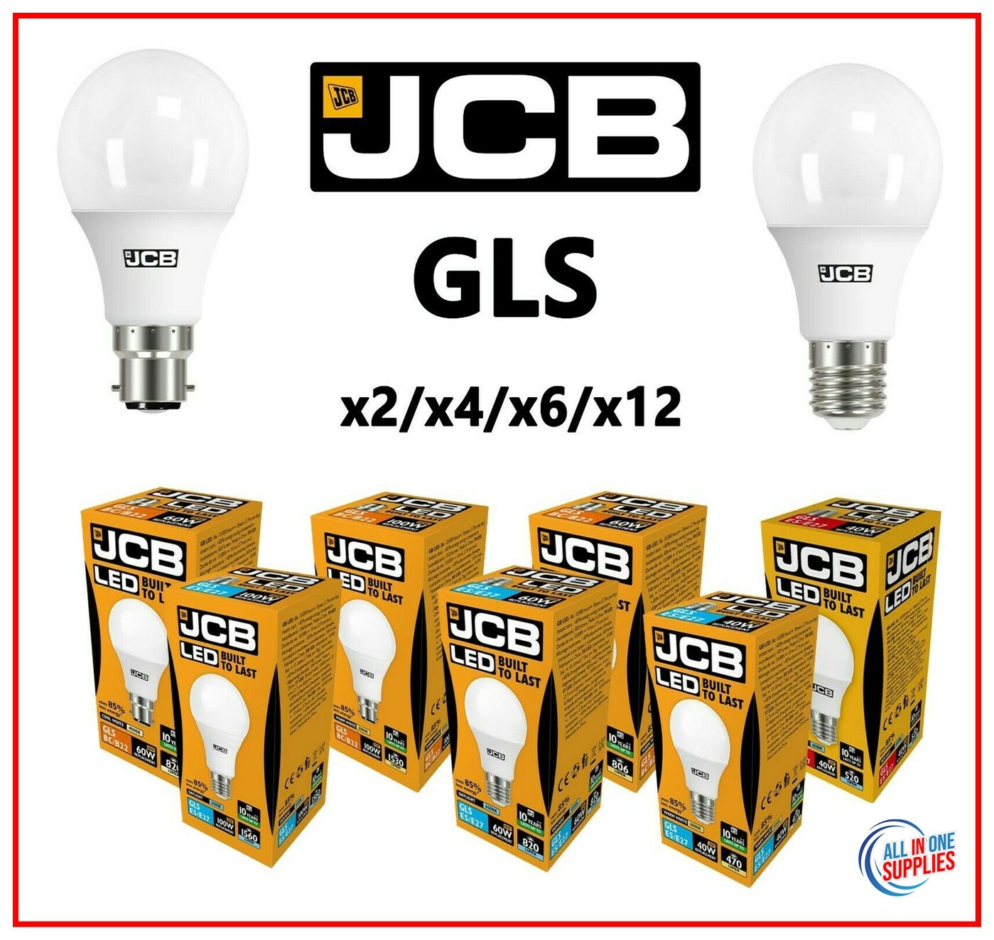 JCB LED GLS Bulbs 6w = 40w 10W = 60W 15w = 100 WATT BC B22 ES E27 3000k