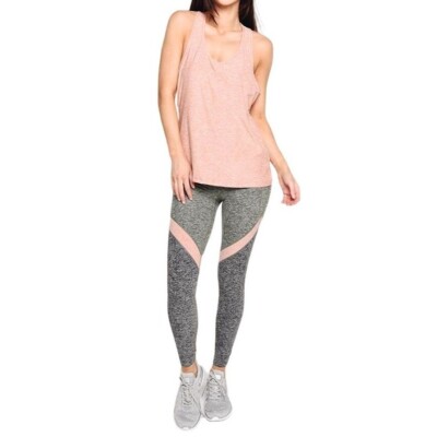 Beyond Yoga Tank Top Medium Double Up Racer Tank Pink Heathered