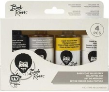 Bob Ross Base Coat Oil Painting Set with Liquid White, Black, Clear 4 x 100ml