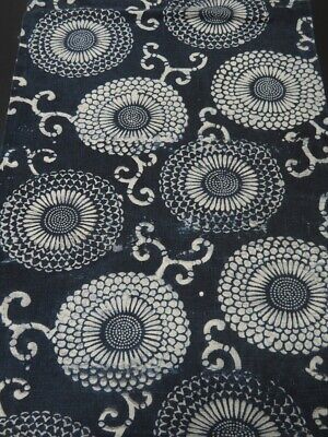 3i19z110 Vintage Japanese Kimono Cotton Momen Boro Katazome Fabric Indigo  61.4 | eBay