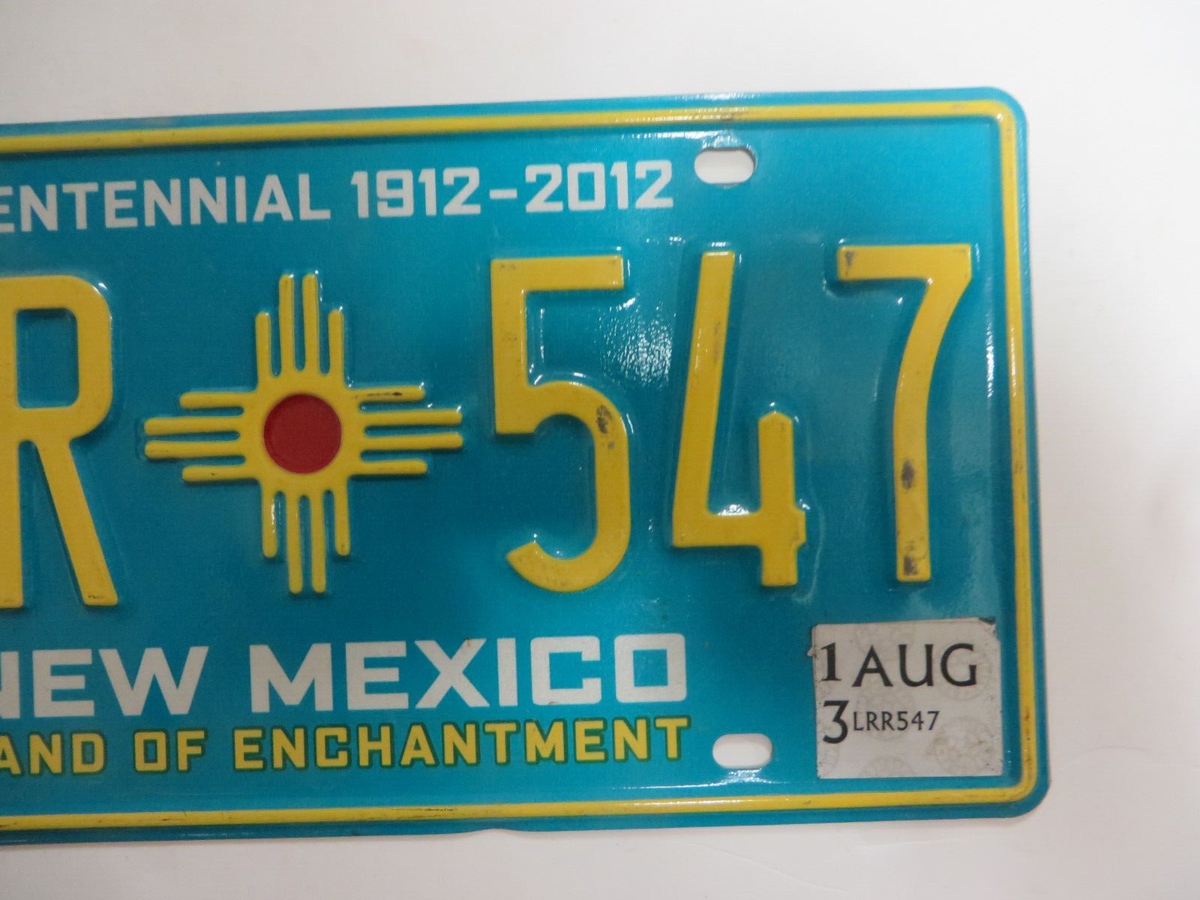 2012 NEW MEXICO License Plate Tag #LRR 547 CENTENNIAL 1912