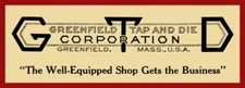 1922 Greenfield Tap & Die Co. NEW Metal Sign: Greenfield, Massachusetts