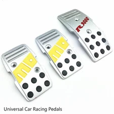 3Pcs Momo Style Universal Car Racing Pedals Silver Non Slip Brake Pad Covers