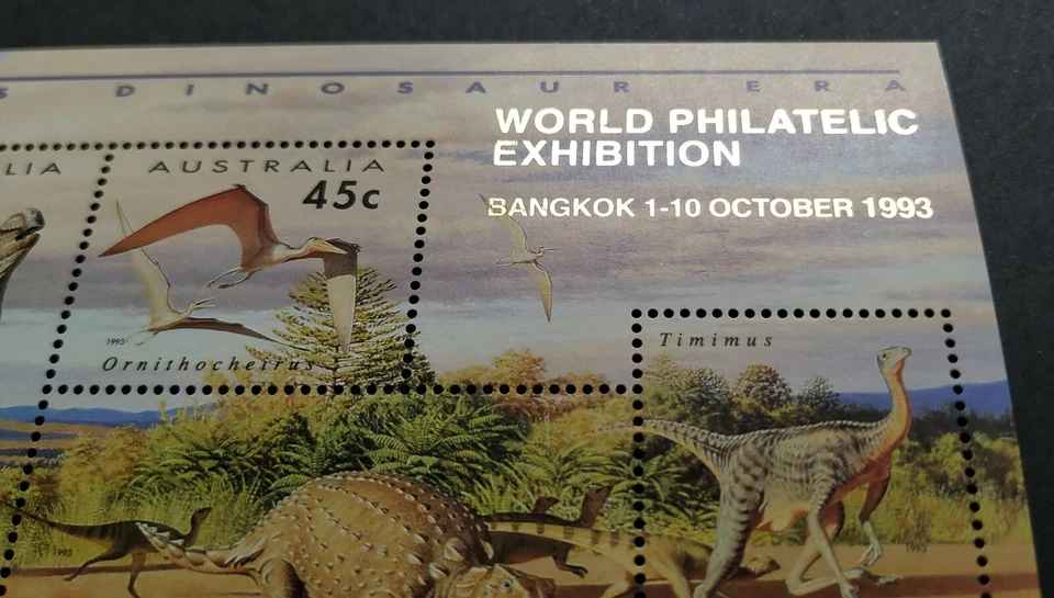 1993 Australia Dinosaurs Overprint Bangkok Stamps Exhibition 澳洲恐龙邮票加盖泰国曼谷世界邮展小全张 - Image 4 of 4