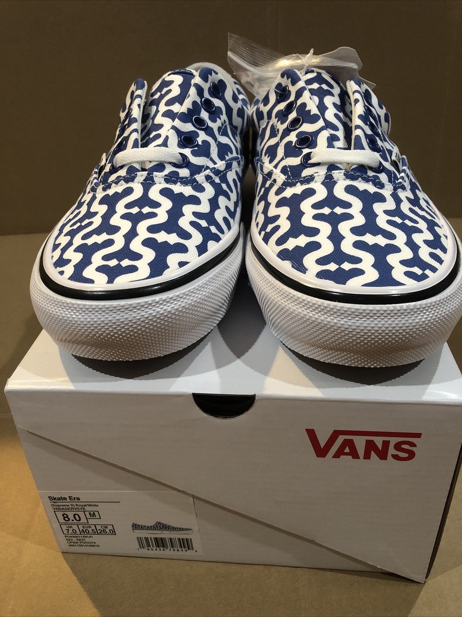 Supreme Vans Monogram S Logo Sz 8 Skate Era Royal White | eBay