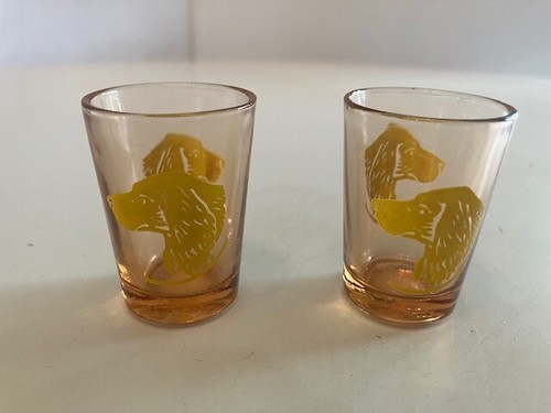 Labrador 2er Set Mini Schnapsgläser Labrador Retriever Gelb Glas Made France