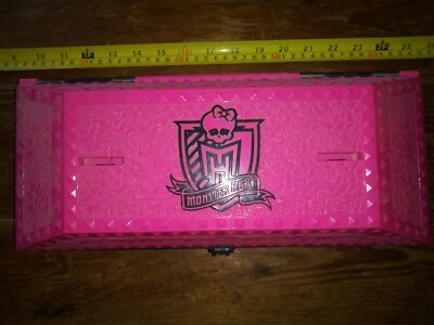 Monster High doll pink and black vampire coffin storage case doll container 