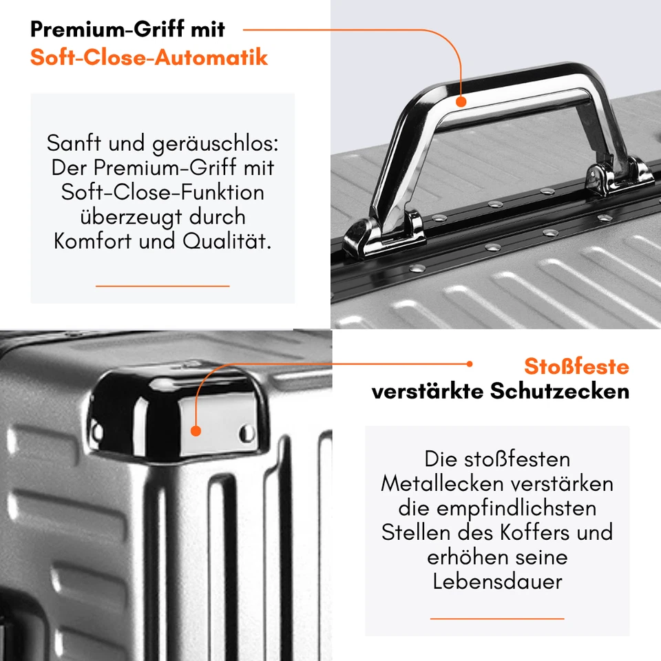 ALU RAHMEN Koffer Reisekoffer Hartschalenkoffer Rollkoffer Handgepäck Kofferset - Bild 3 von 4