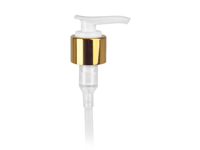 100 Pack - Gold/White Lotion Pump, 6" Dip Tube, 24/410 Finish - Image 2 of 2