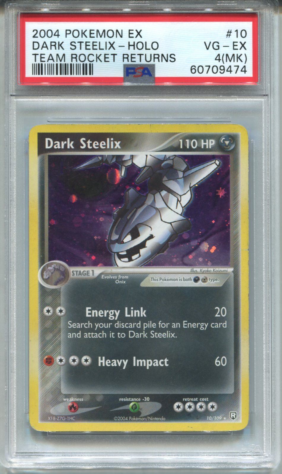 Pokemon Ex Team Rocket Returns #10 Dark Steelix Holo PSA 4 [MK]
