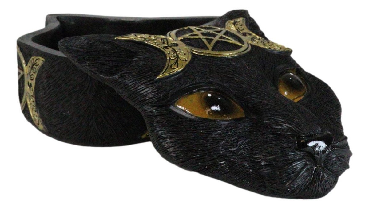 Wicca Magic Black Cat With Triple Moon Goddess Symbol Decorative