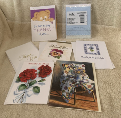 22 Pc Assorted Brands THANK YOU Cards & Envelopes Lot #28 - NEW