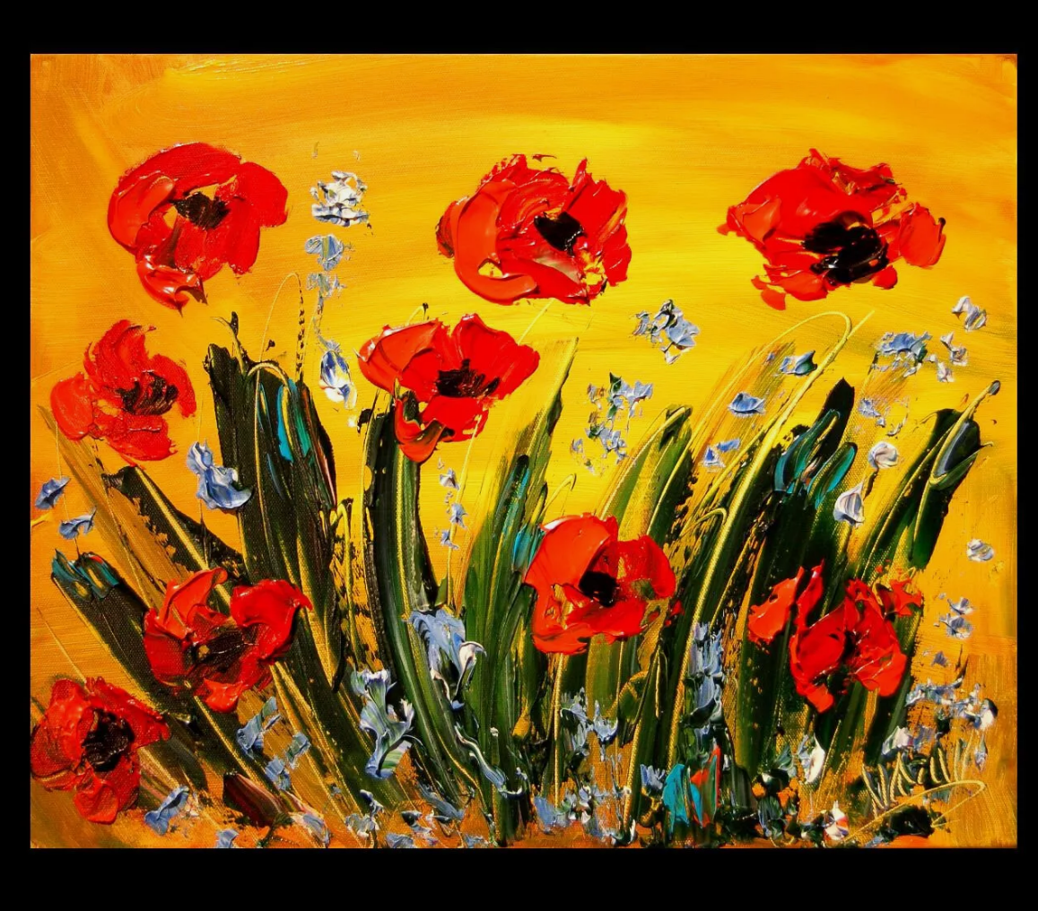 Elegant Red Poppies Flower Bouquet Fresh Spring Decorative Realistic Faux Blooms