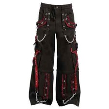 EXTREME BONDAGE GOTHIC PUNK ROCKER CYBER GOTH RED BLACK STEAMPUNK BIKER PANTS