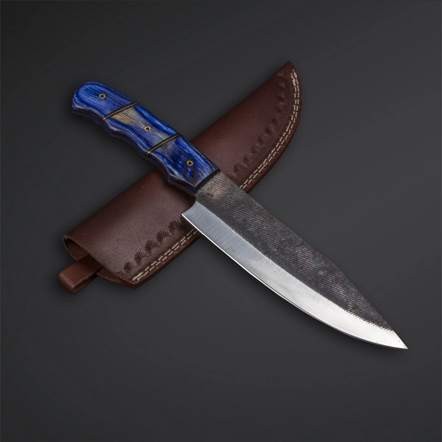 Full Tang custom handmade D2 Tool steel bowie knife with leather sheath