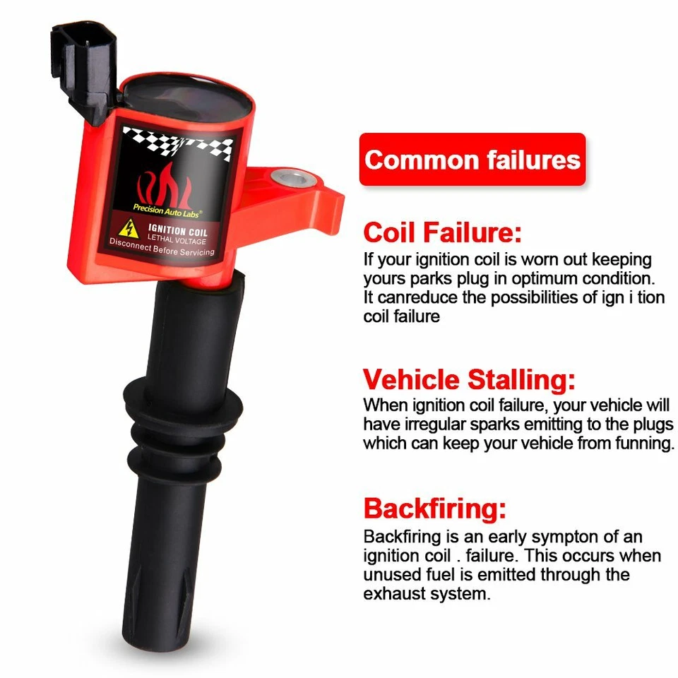 8 Pack Ignition Bobinas For Ford F-150 PICKUP 4.6L 5.4L 2004 2005 2006 2007 2008 - Image 2 of 4