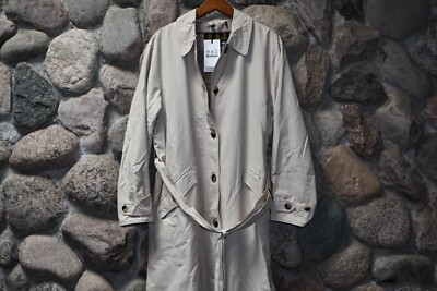 Barbour Millford Waterproof Trench Coat Stone Beige New U.K 18 U.S Size 14