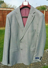 MENS 100 WOOL BLAZER JACKET GREY  BLACK REGULAR FIT MEDIUM LENGTH UK 50 EU 60