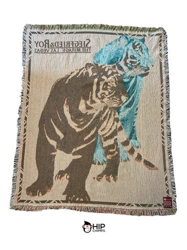 Vintage The Rug Barn 53"x65" Siegfried & Roy Las Vegas Mirage Throw Blanket - Picture 2 of 4