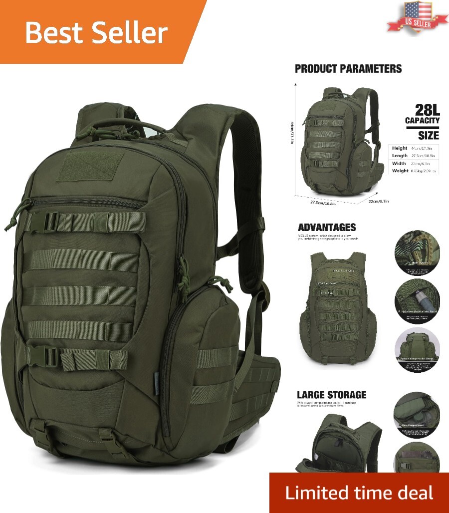 Adventure-Ready Molle Backpack for Hiking and Trekking - 28L Tactical  Companion
