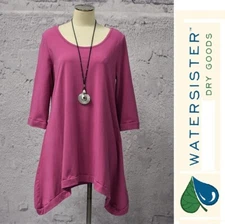 WATERSISTER USA TS03  Prairie Cotton  SHELBY TUNIC  A-Line Curve Hem Top S-2X
