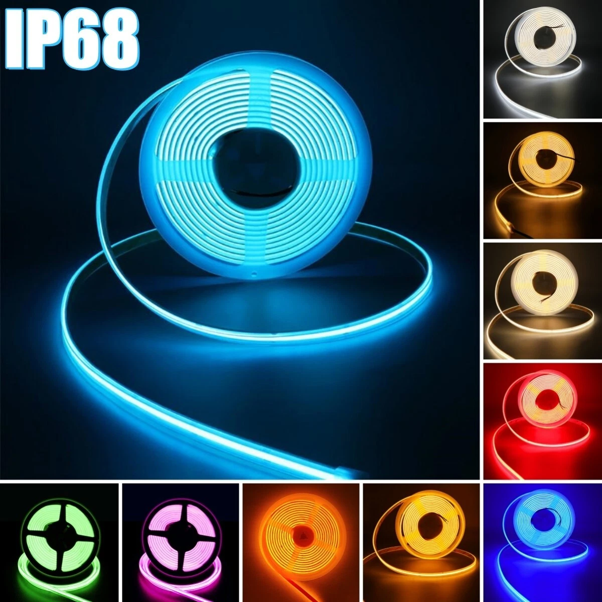 16.4ft 384LEDs/m IP68 COB LED Light Strip Flexible Outdoor Home Garden DIY Decor