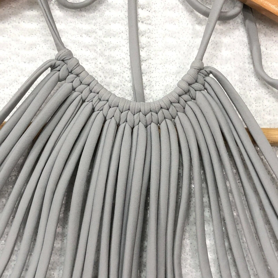 Лос-Анджелес Сердца женщин размер S серый с бретелью через шею клетке груди дизайн с подкладкой бикини верхний новый - Изображение 3 из 4