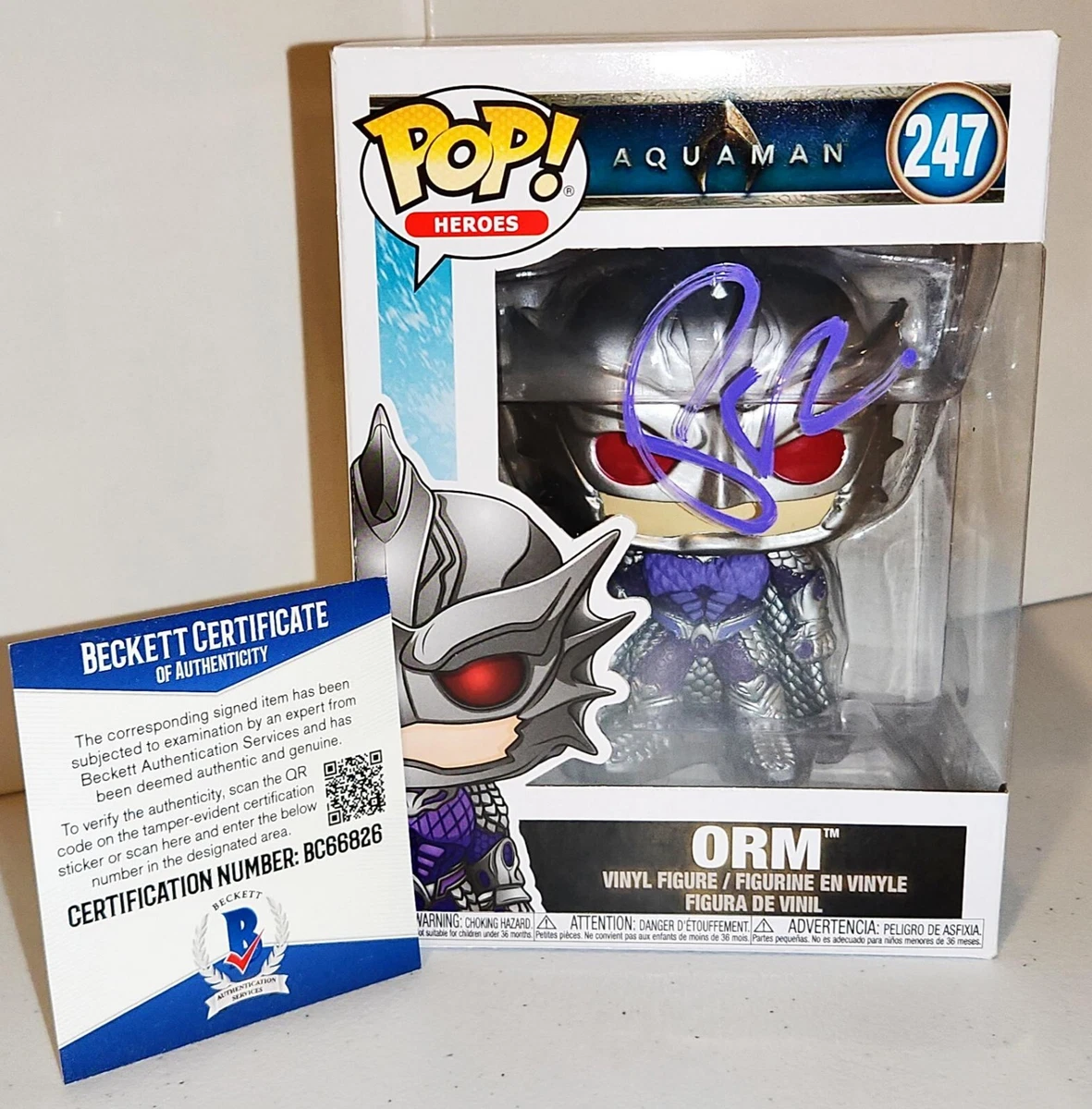 Patrick Wilson Signed Autographed Orm Aquaman Funko Pop Beckett
